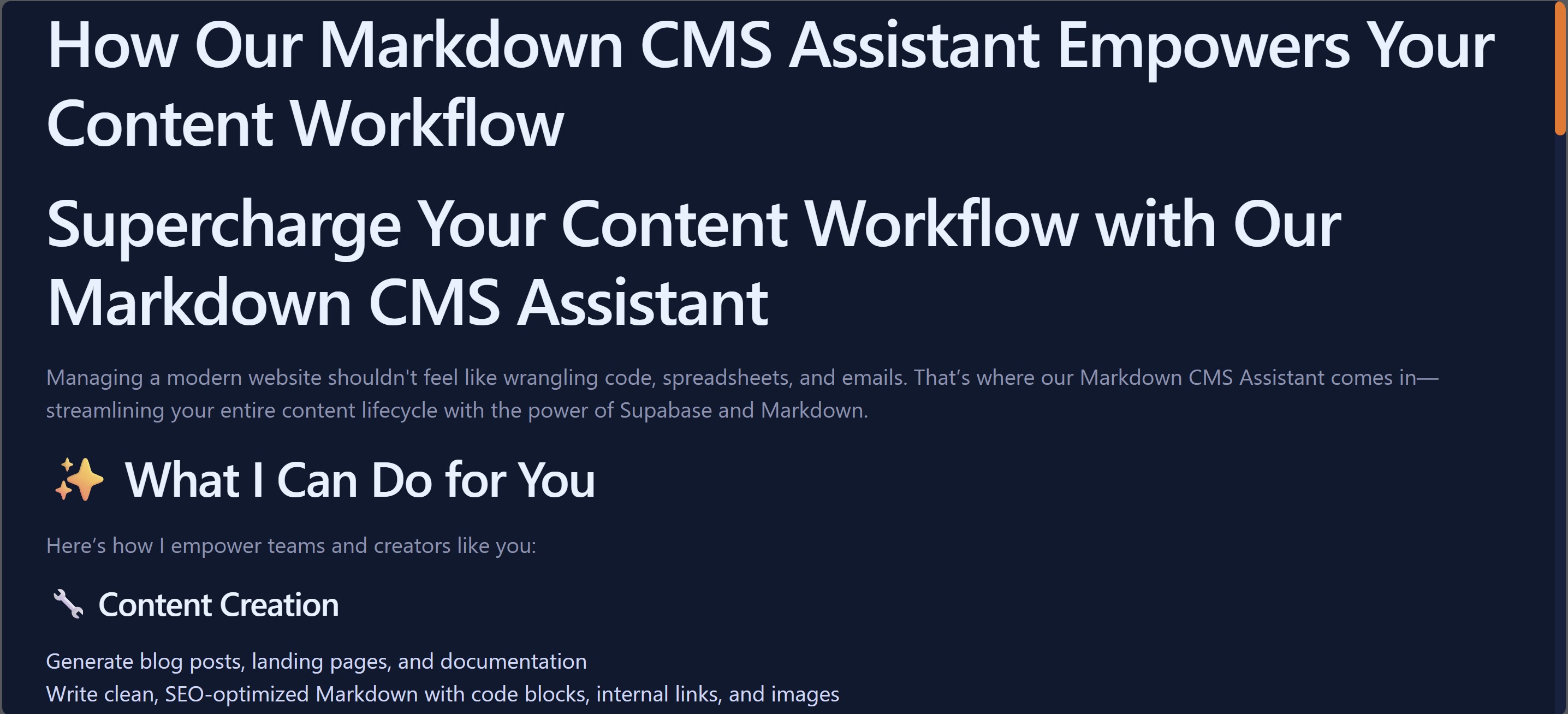 Screenshot of AI-Powered Content Management Platform project